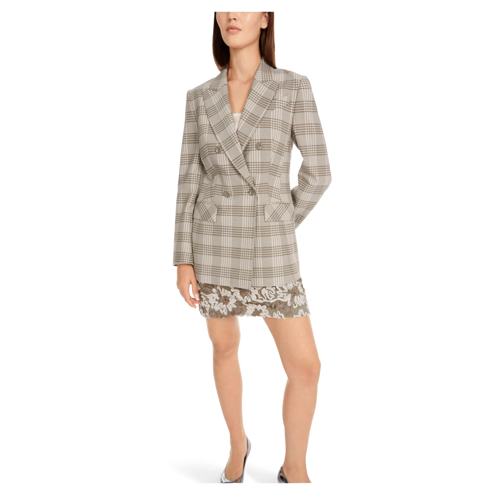 Marc Cain Blazer met glanzend ruitpatroon Green Dames