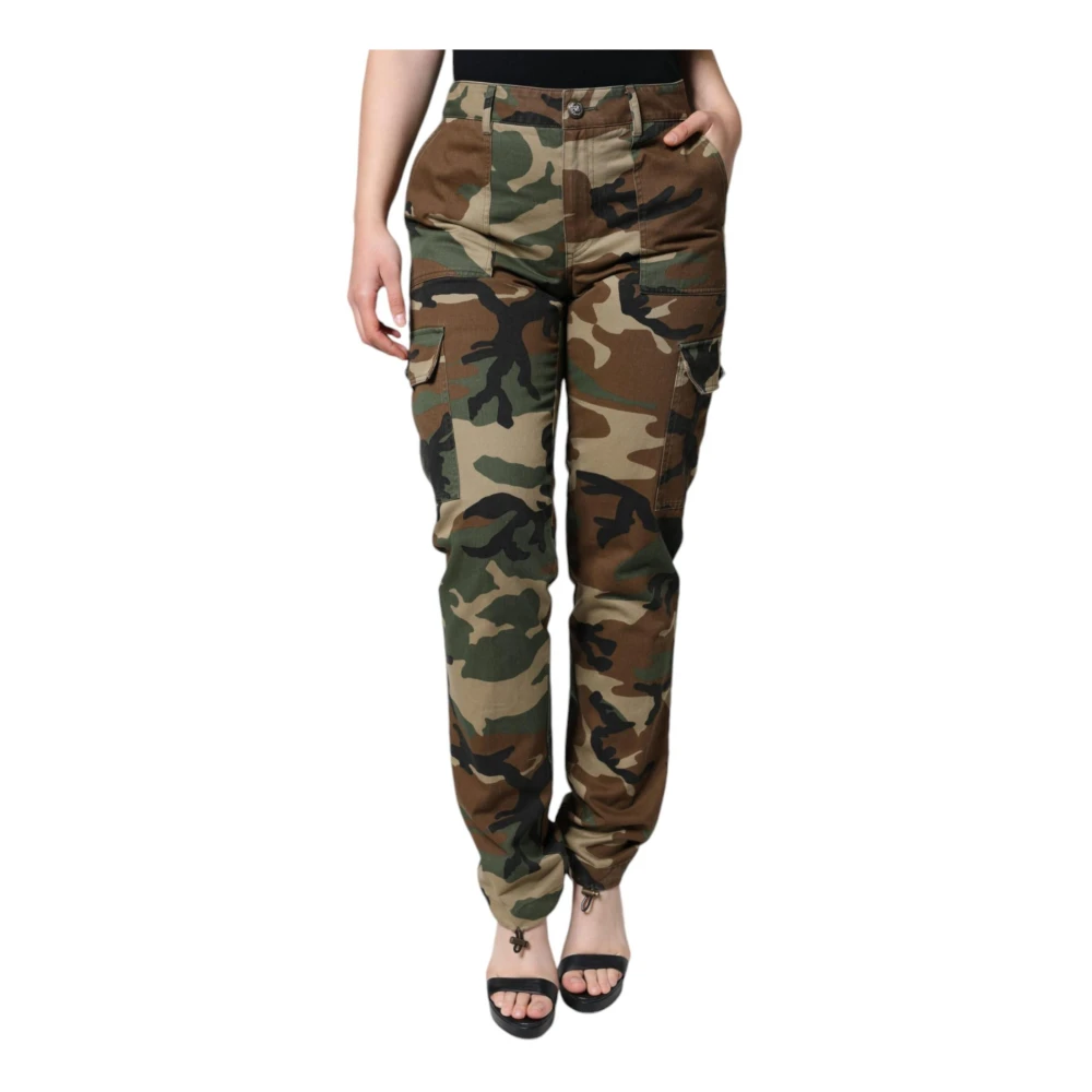 Dolce & Gabbana Women's Multicolor Slim-Fit Trousers, 2XS, Cargo Trousers With Logo Details
