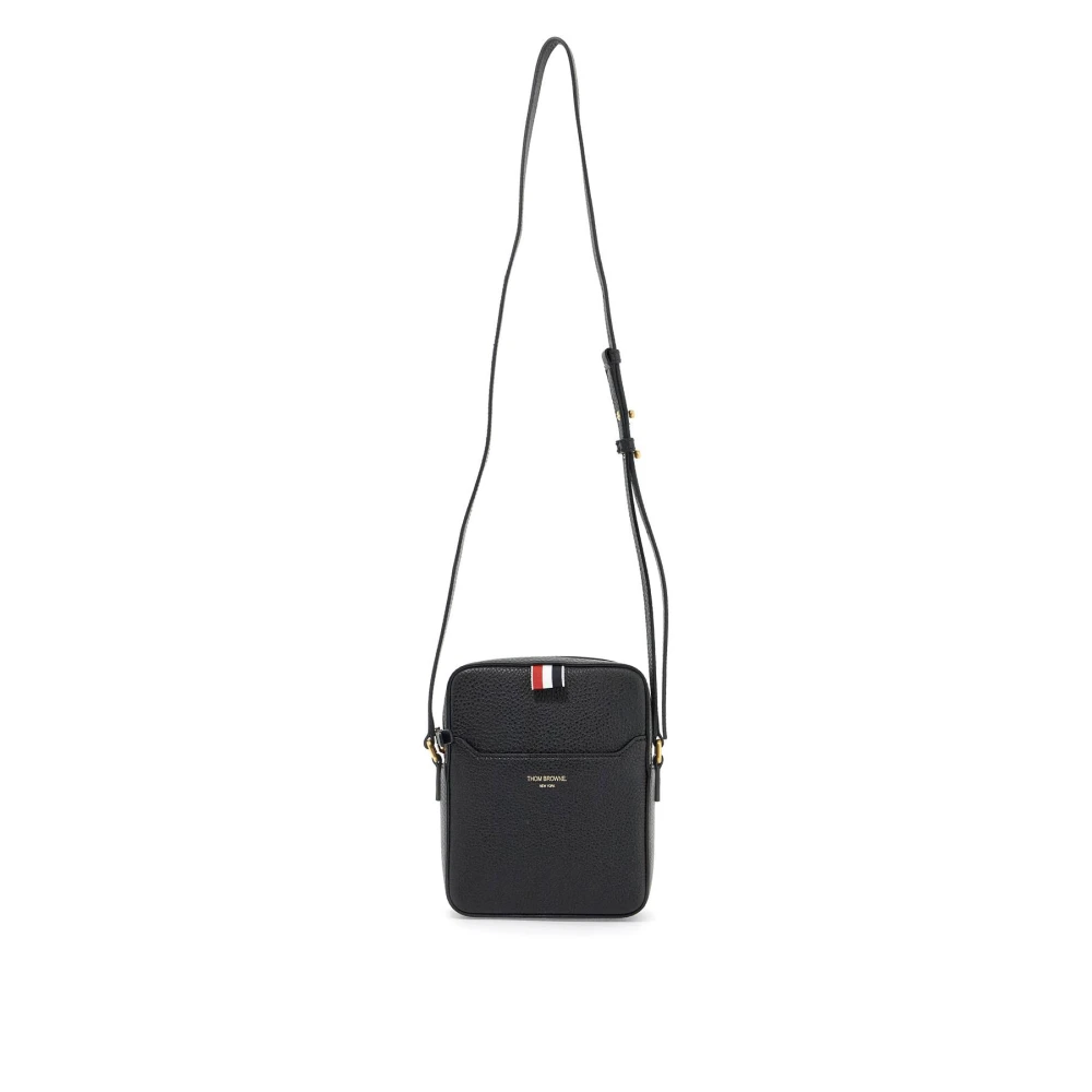 Thom Browne Gegranuleerde leren verticale cameratas Black Heren