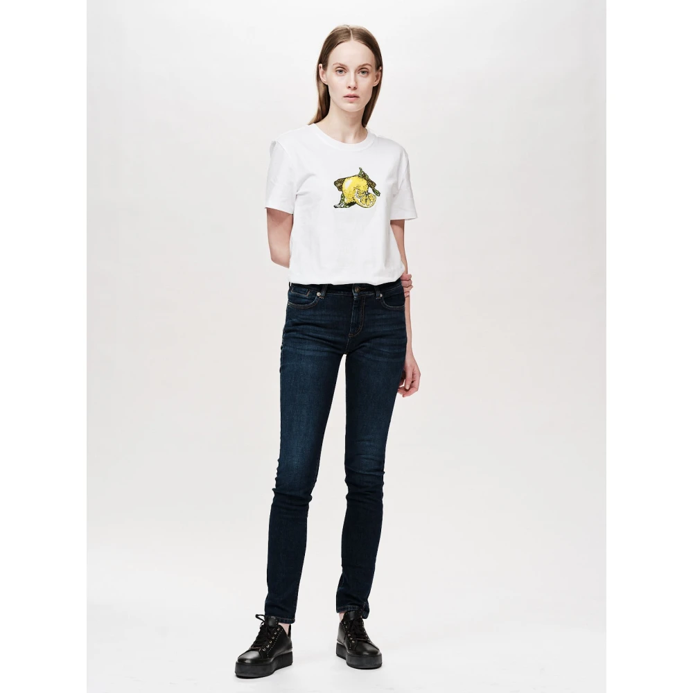 SPORTMAX Donkere Wassing Skinny Denim Jeans Blue Dames