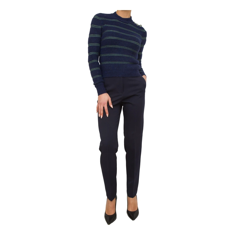 Nenette Gestreepte Blauwe Crewneck Trui Blue Dames