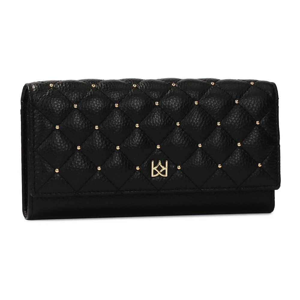 Kazar Elegante zwarte portemonnee met quilten en gouden strass Black Dames