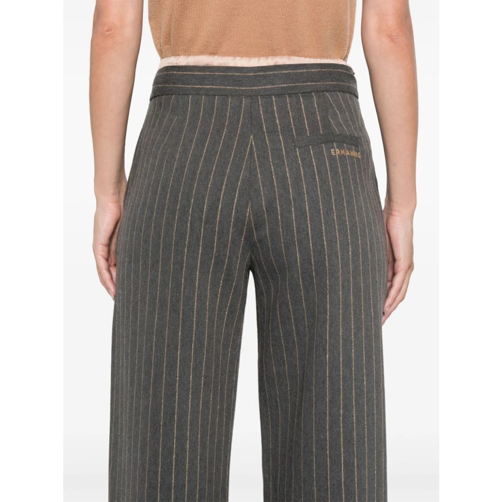 Ermanno Scervino Gestreepte Broek Antraciet Kameel Gray Dames