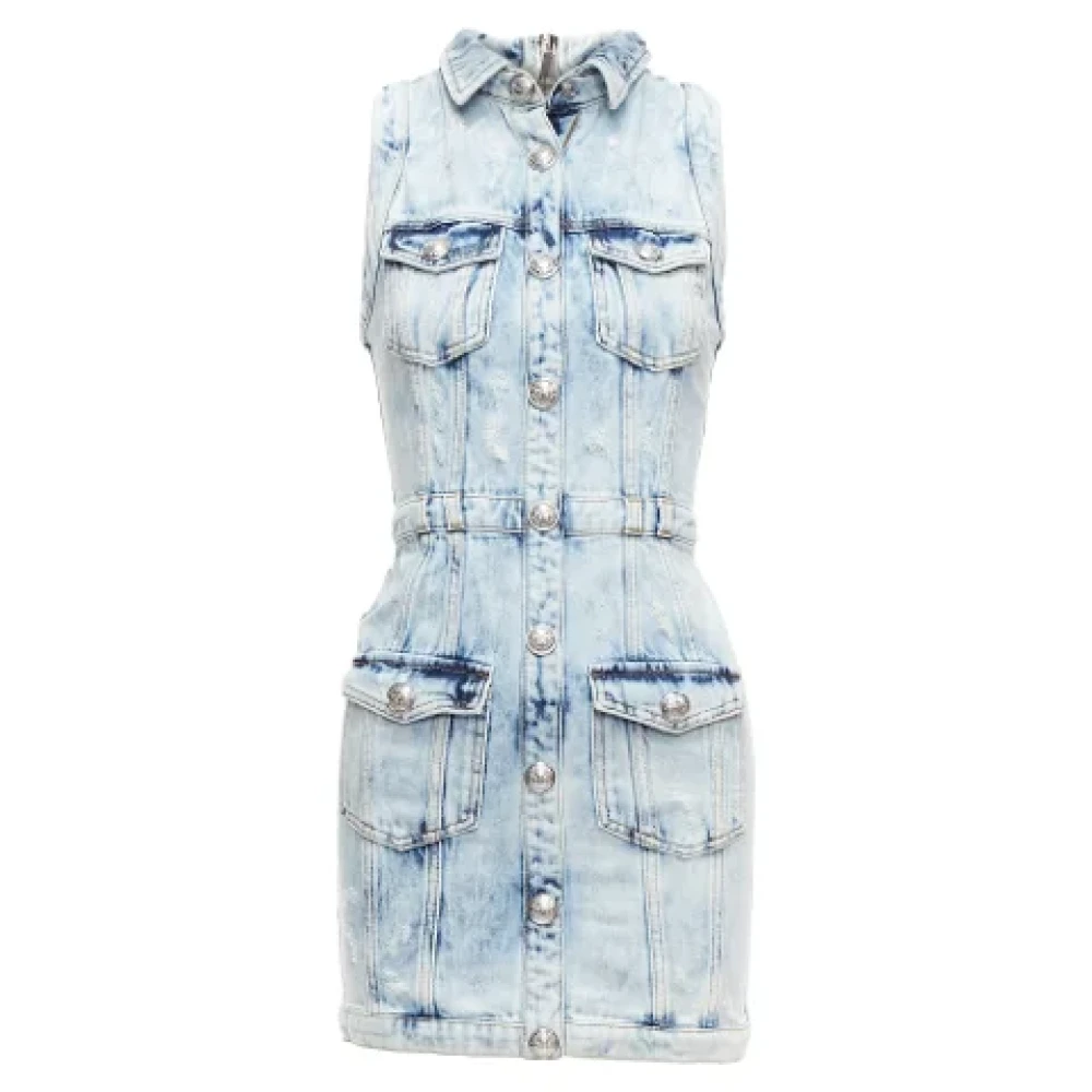 Balmain Pre-owned Denim dresses Blue Dames