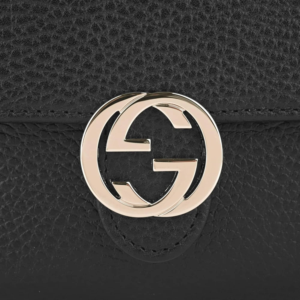 Gucci Interlock GG Bifold leren portemonnee Black Dames