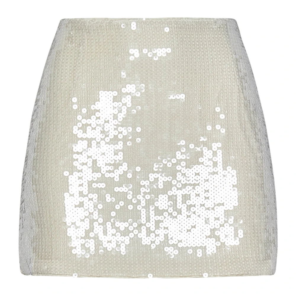 Rotate Birger Christensen Paillet Geborduurde Mini Rok Wit White Dames