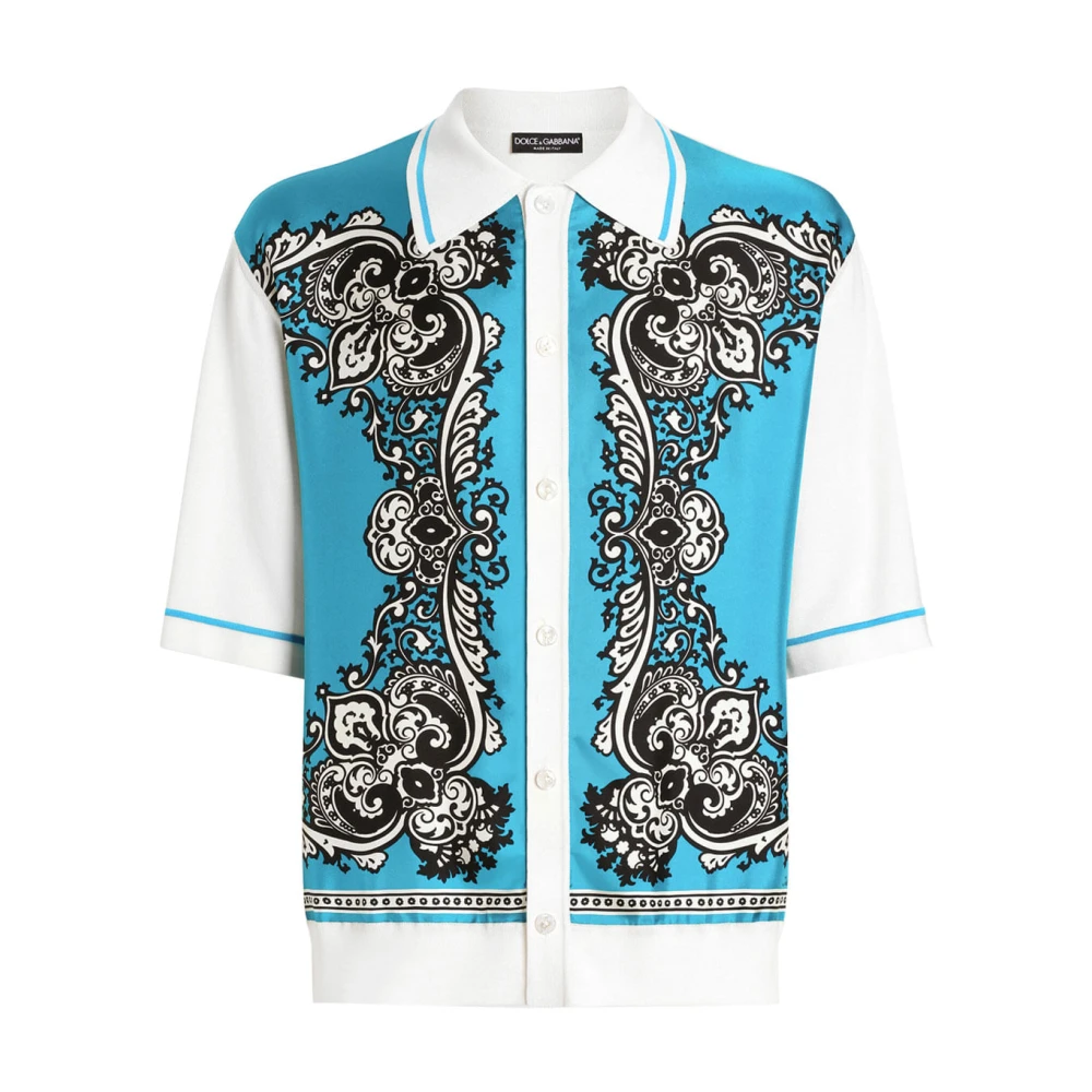 Dolce & Gabbana Men's Multicolor Short Sleeve Shirts, S, Stylish Cotton Shirt