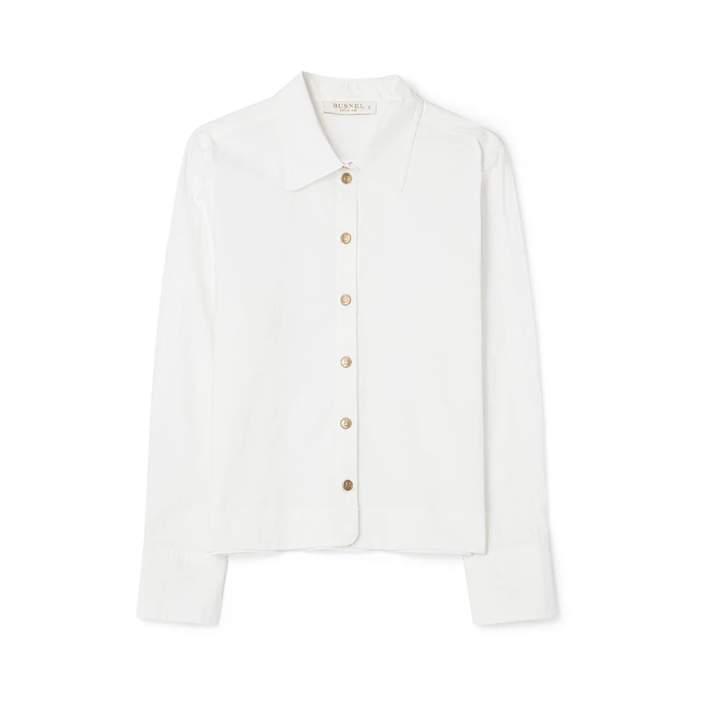 Busnel Noomi Shirt Gouden Knoopdetail White Dames