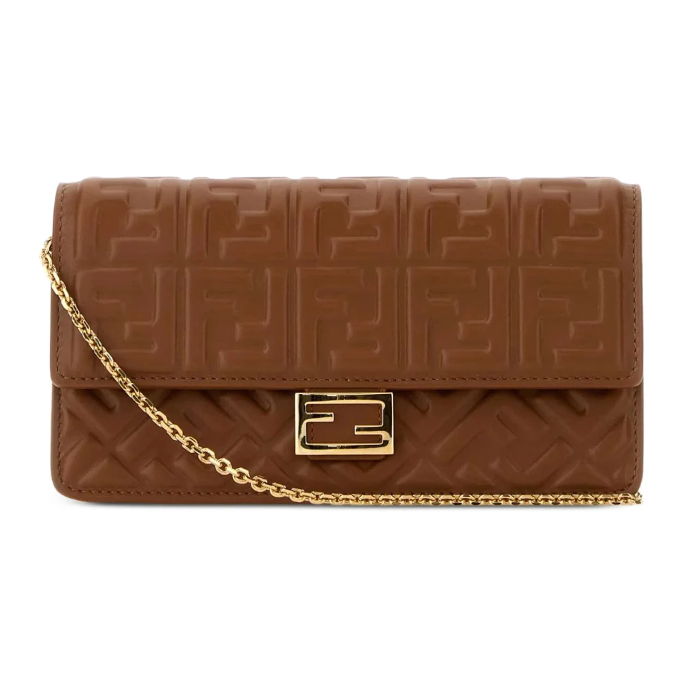 Fendi , Shoulder Bags, Female, Brown, One Size, Wallet On Chain Baguette