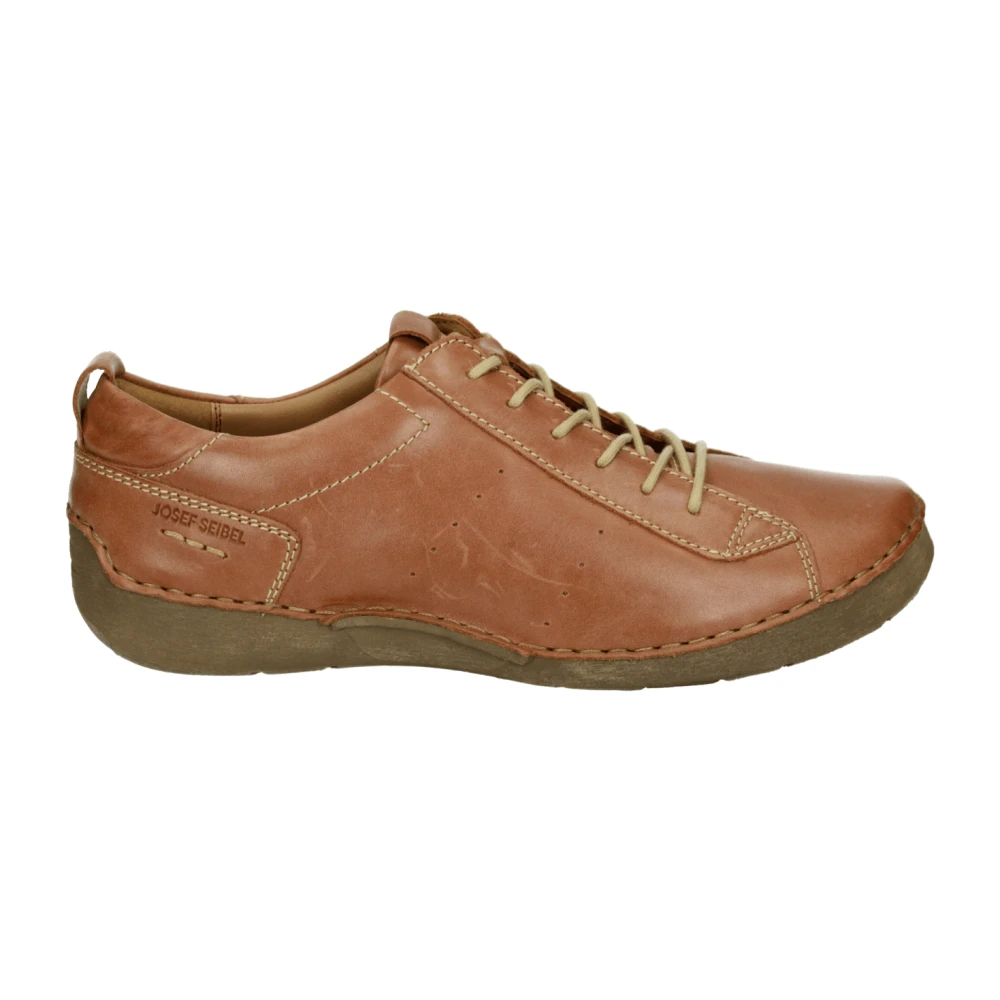 Josef Seibel Sportieve Lage Damesschoenen Cognac Leer Dames Schoenen Bruin