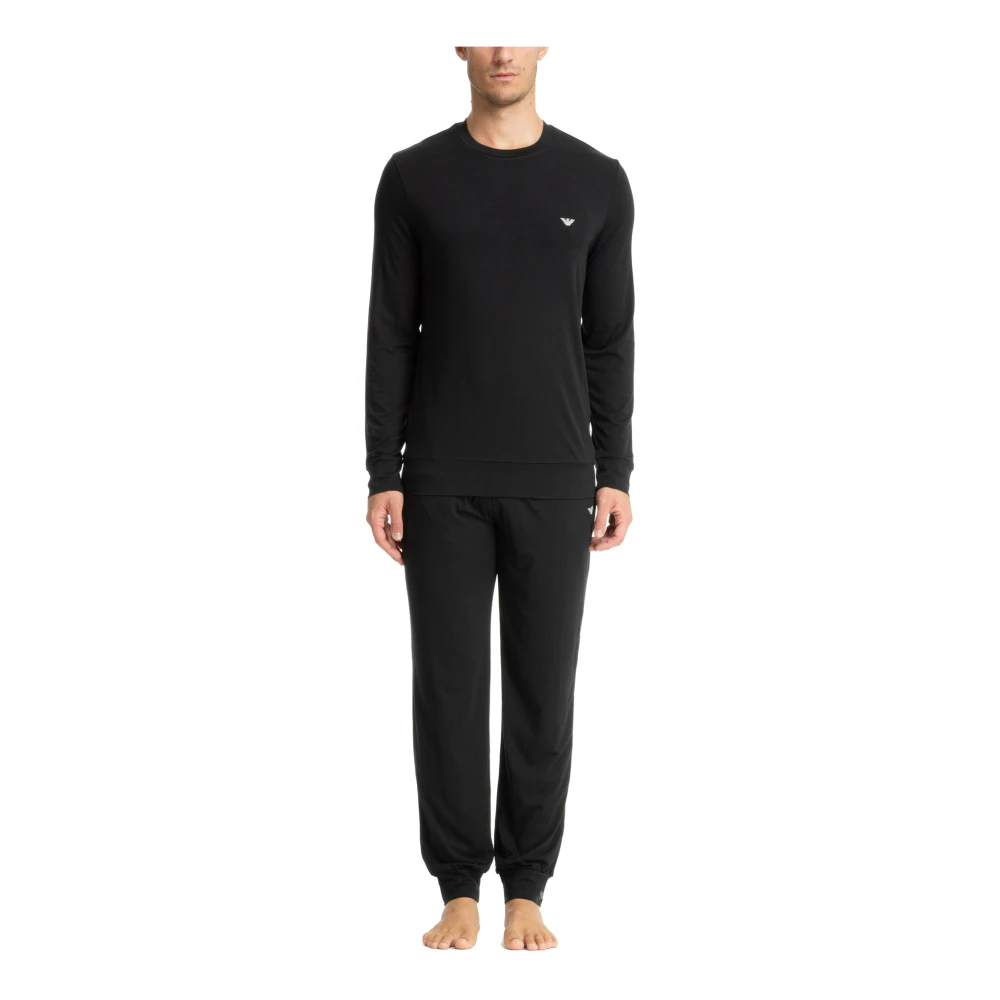 Emporio Armani Enfärgad Mid Waist Pyjama med Detaljer Black, Herr