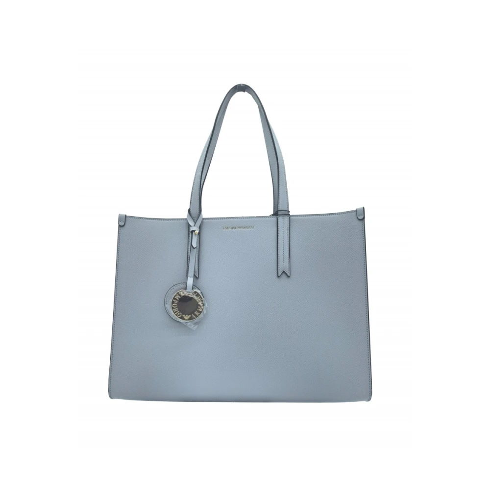 Emporio Armani Leren schoudertas met dubbele handvatten Gray Dames
