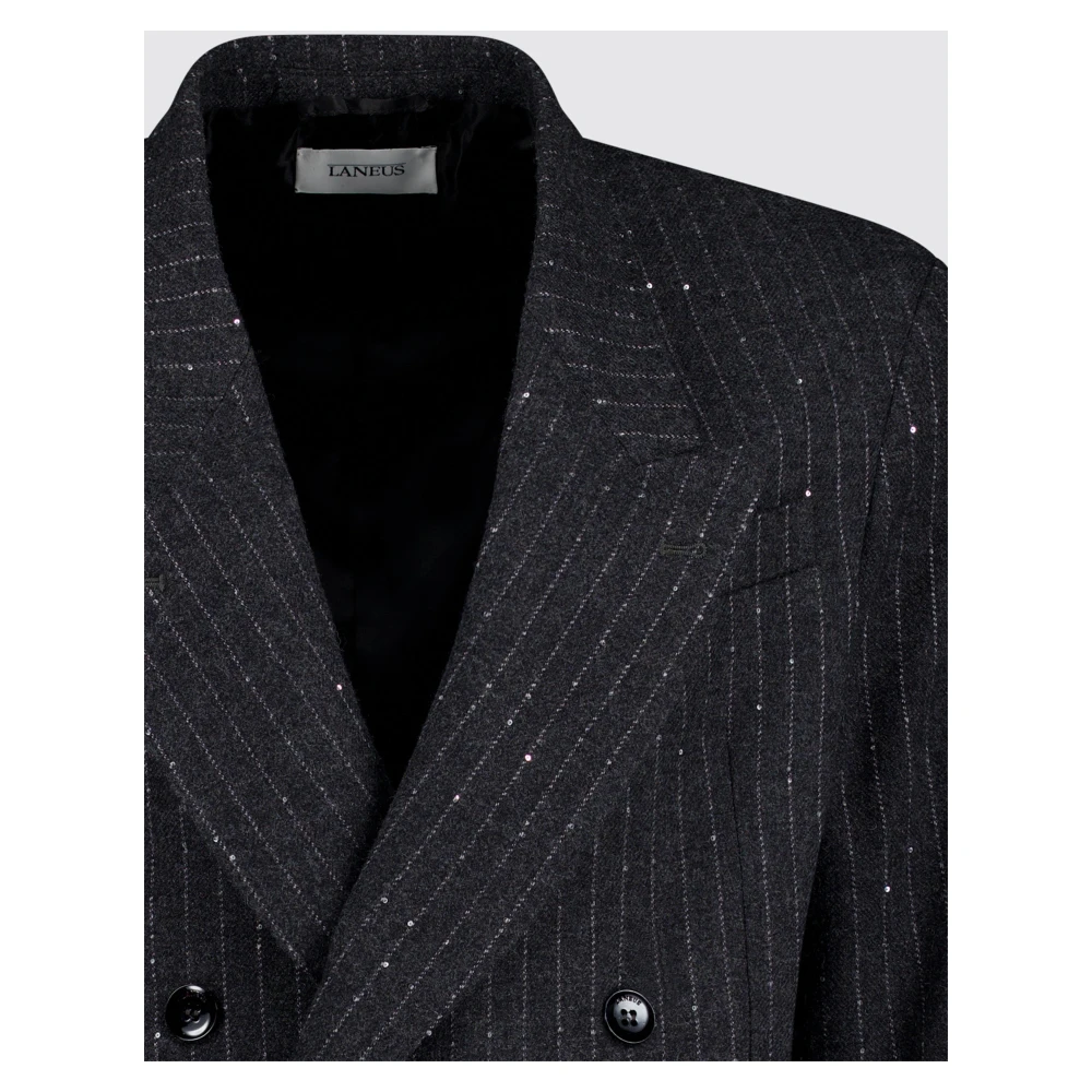 Laneus Pinstripe Double Breasted Jacket Gray Heren
