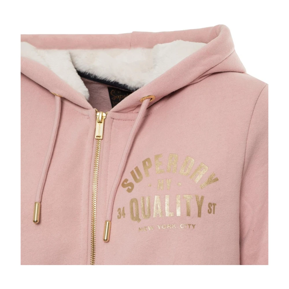 Superdry Bi-color Logo Rits Sweatshirt Pink Dames