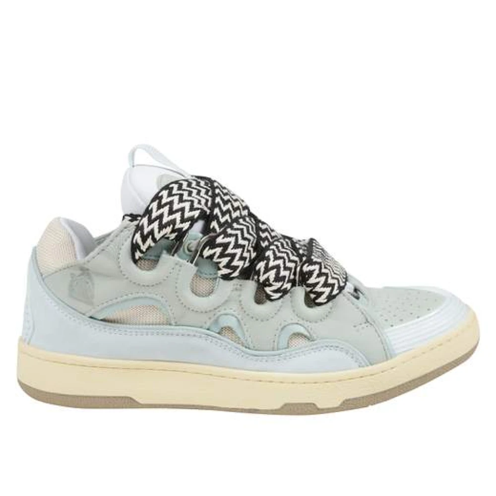 Lanvin Leren Sneakers met Contrasterende Veters Dames Schoenen Blauw