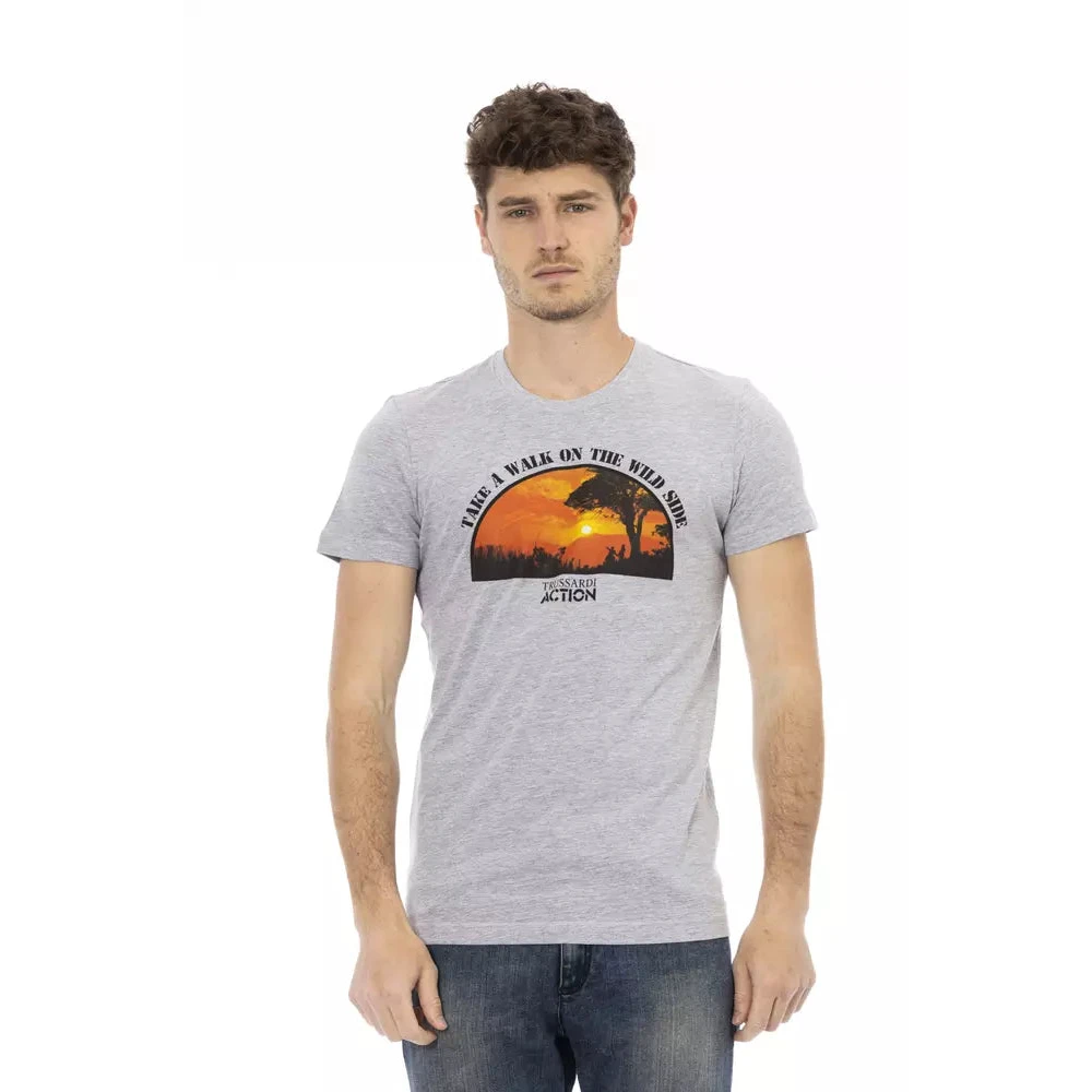 Trussardi Mannelijk Grijs Tops Heren, Xl, Katoen, Action T-Shirt