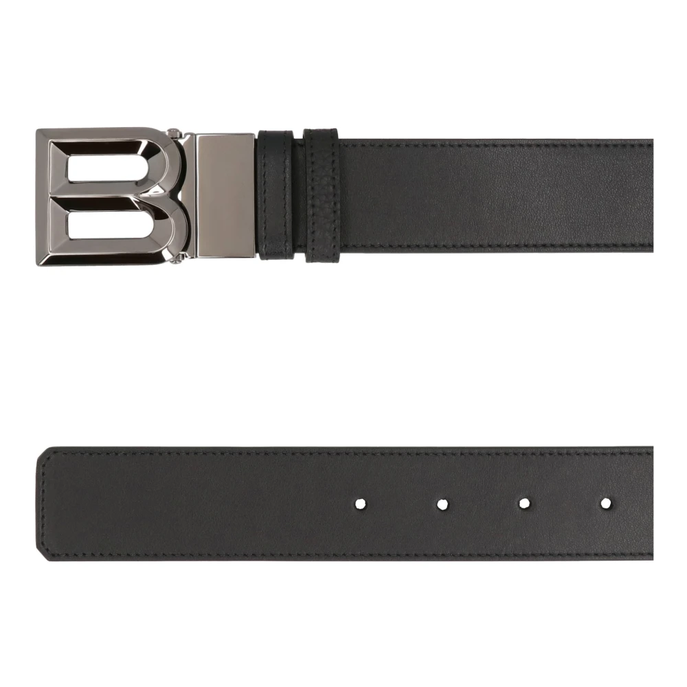 Bally Verstelbare leren riem omkeerbaar glad en korrelig Black Heren