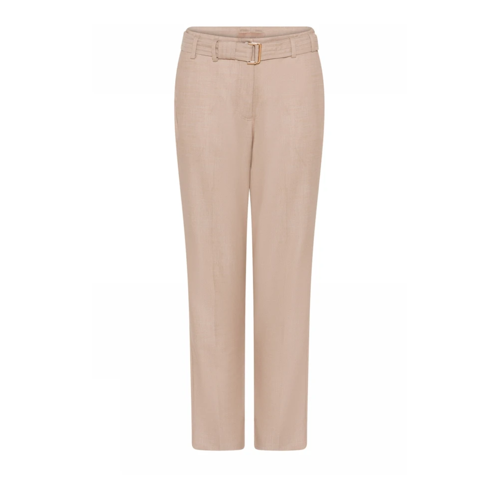 Gustav Women's Beige Cropped Trousers With Wide Belt - Cropped Trousers - M - Trousers