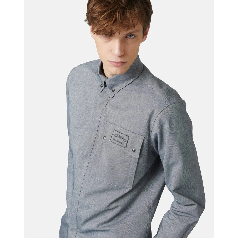 Iceberg Overhemd in gemêleerde technische gabardine Gray Heren