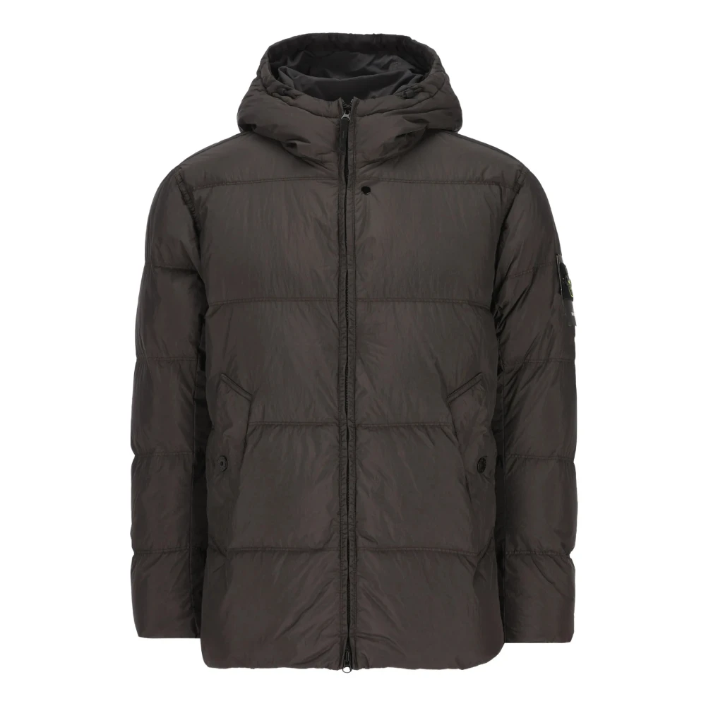 Stone Island , Winter Jackets, Male, Gray, M, Quilted Hooded Jacket