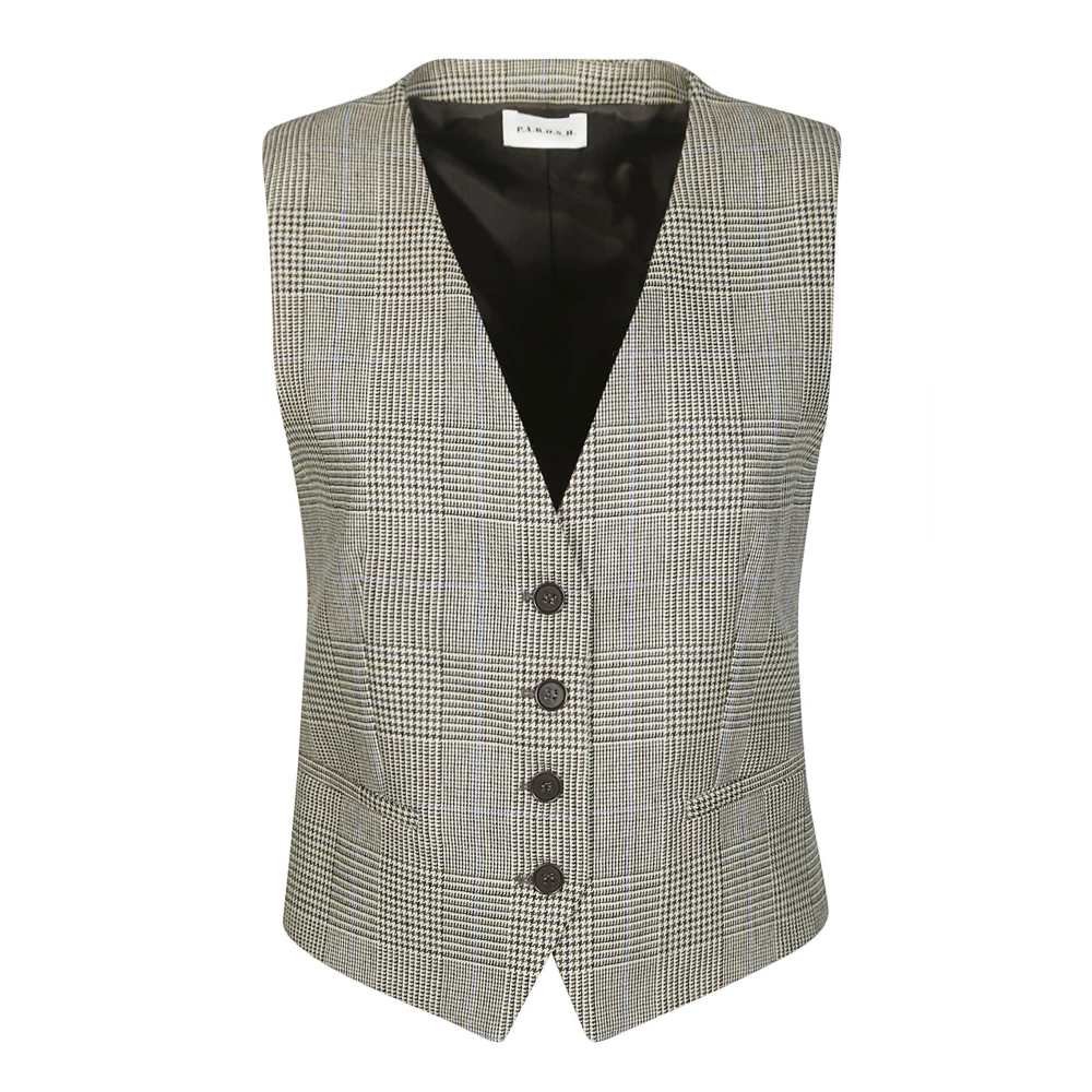 P.a.r.o.s.h. Prins van Wales Ruit Vest Beige Dames