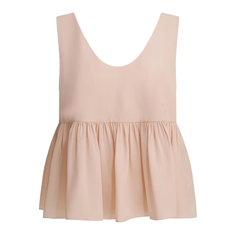 Chloé Women's Pink Silk Crepe De Chine Top - Sleeveless Tops - Xs - Tops