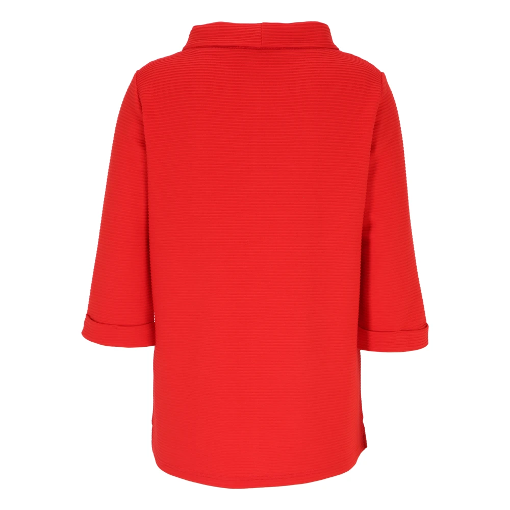 Doris S Lichtgewicht Ottoman-sweatshirt met geribbelde kwaliteit Red Dames