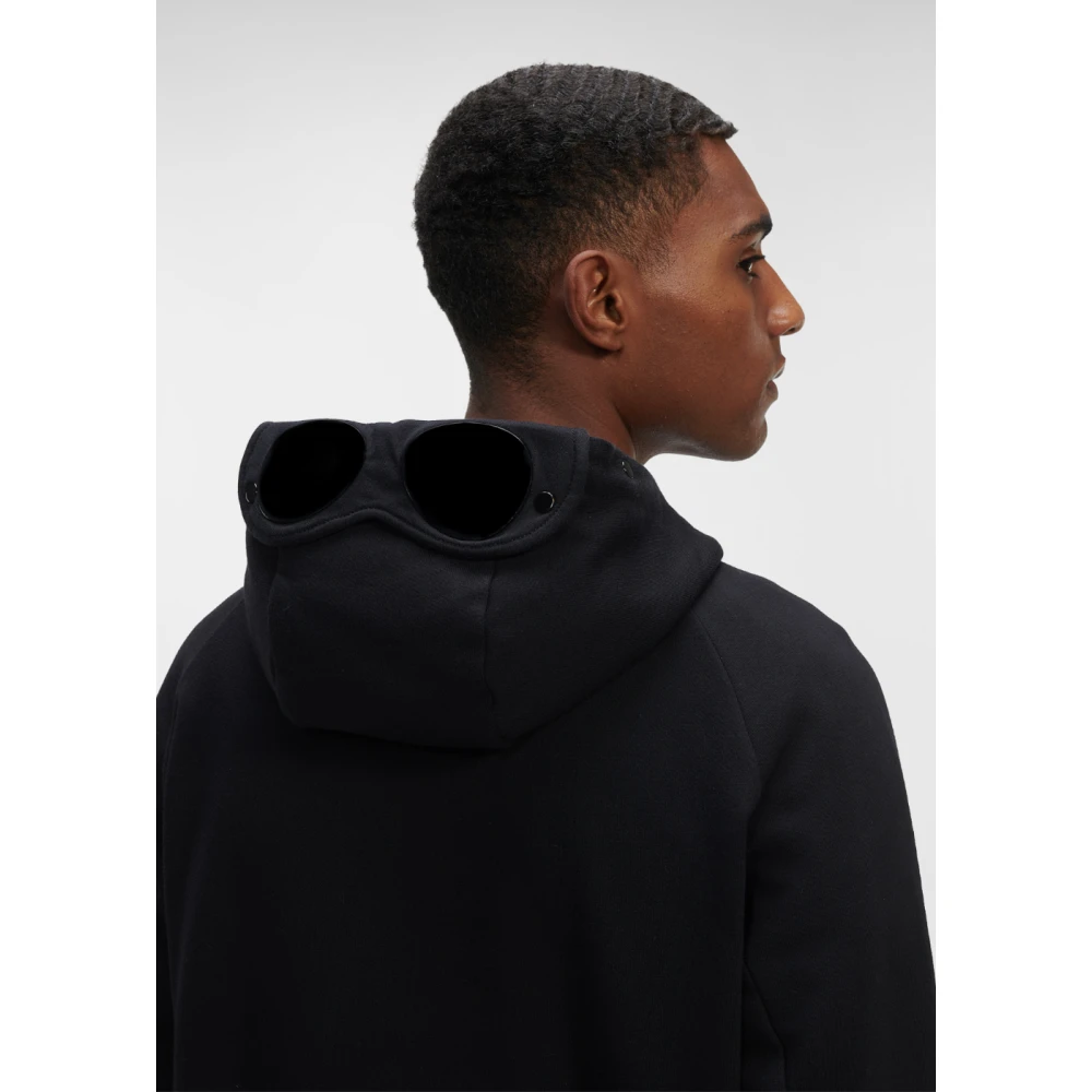 C.P. Company Zwarte rits hoodie met bril Black Heren