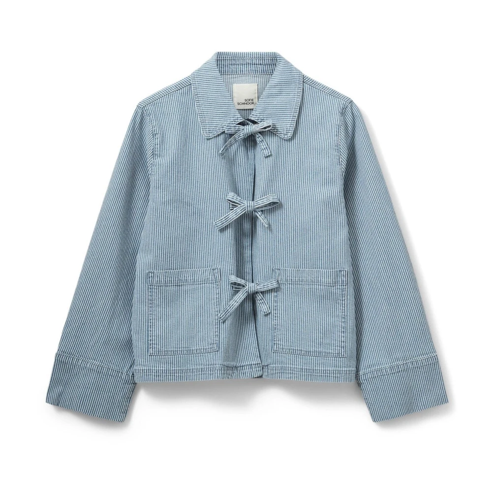 Sofie Schnoor Blue Striped Denim Jacket With Embroidered Detail - Female - Denim Jackets - M - Jackets