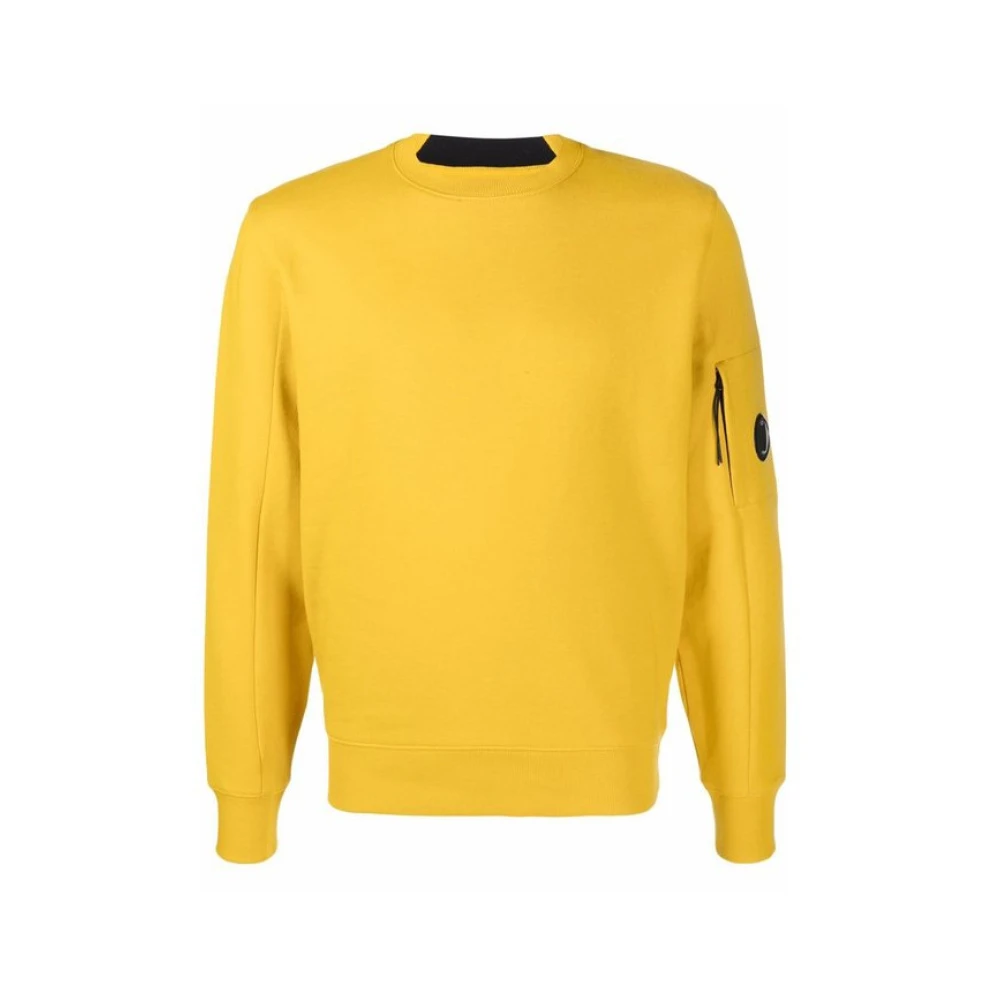 C.p. Company Senap Logo Sweatshirt Ribbad Krage Yellow, Herr