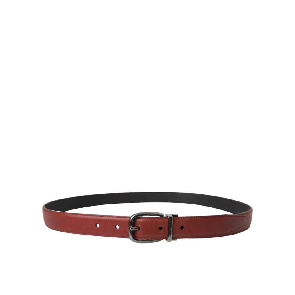 Dolce & Gabbana Bruin Leer Zilveren Gesp Riem Mannen Brown Unisex