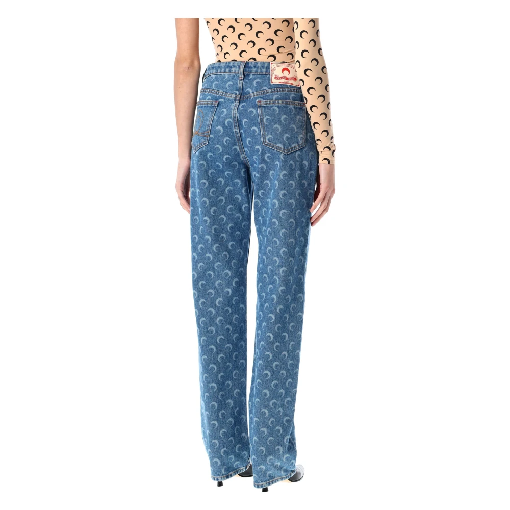 Marine Serre Losse Full Moon Jeans Blue Dames