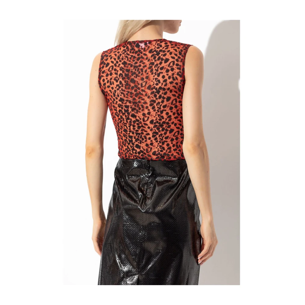 alexander mcqueen Rode en Zwarte Luipaardprint Top Red Dames