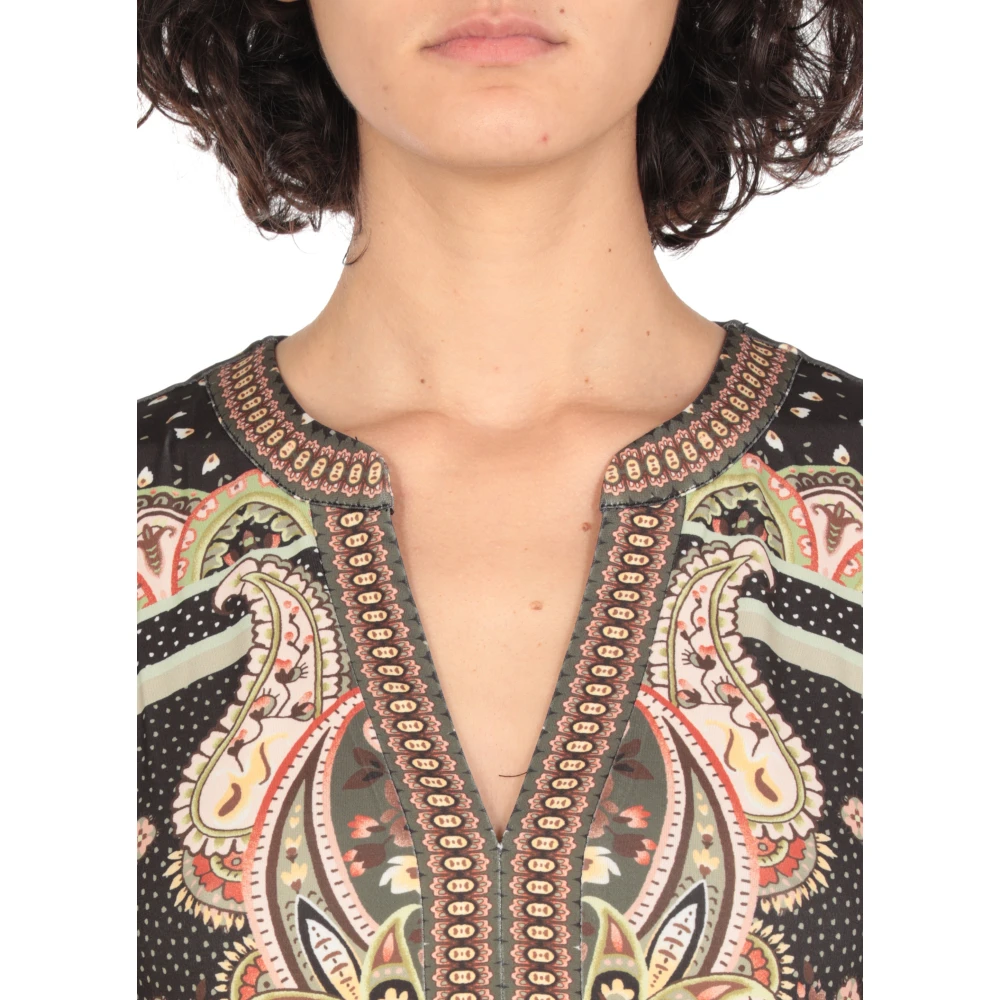 Hale Bob Zwarte Paisley Patroon V-Hals Jurk Multicolor Dames