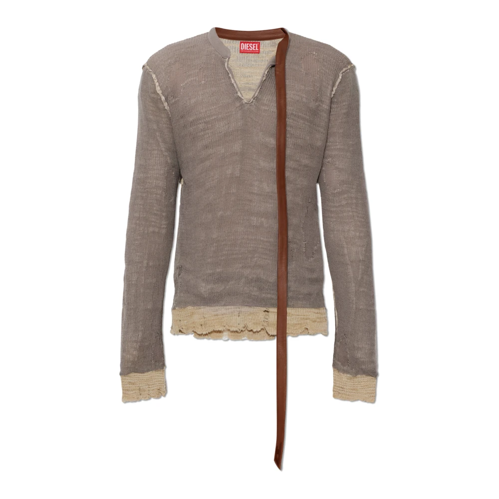 Diesel Men's Beige V-Neck Knitwear, M, K-Daianeris Jumper