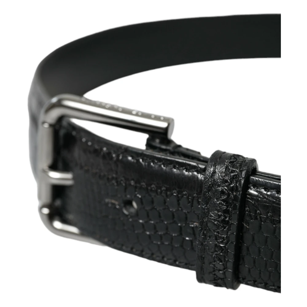 Dolce & Gabbana Elegante zwarte leren riem met metalen gesp Black Heren