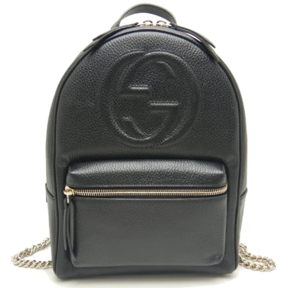Gucci Vintage Pre-owned Leather backpacks Black Dames