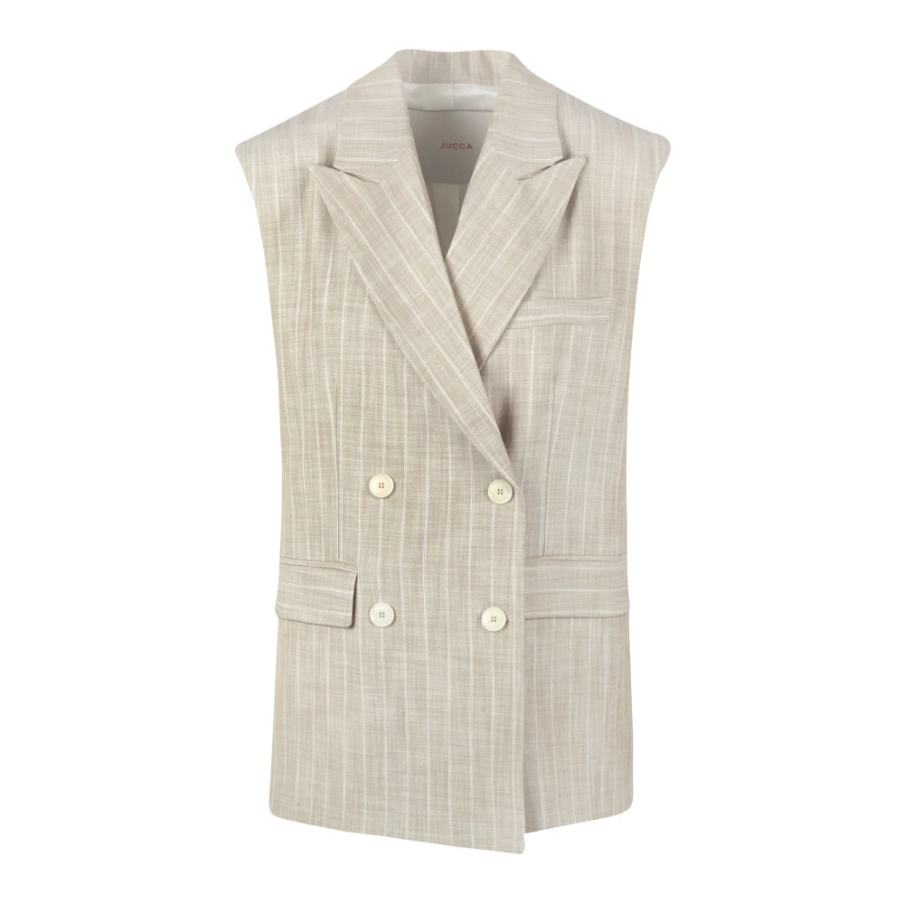 Jucca Gestructureerd dubbelbreasted vest met V-hals Beige Dames