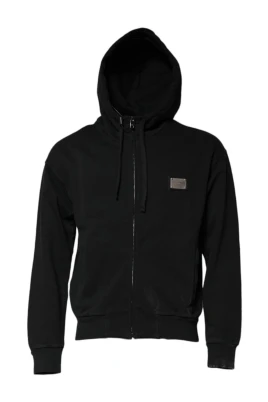 Svart Logo Full Zip Hoodie