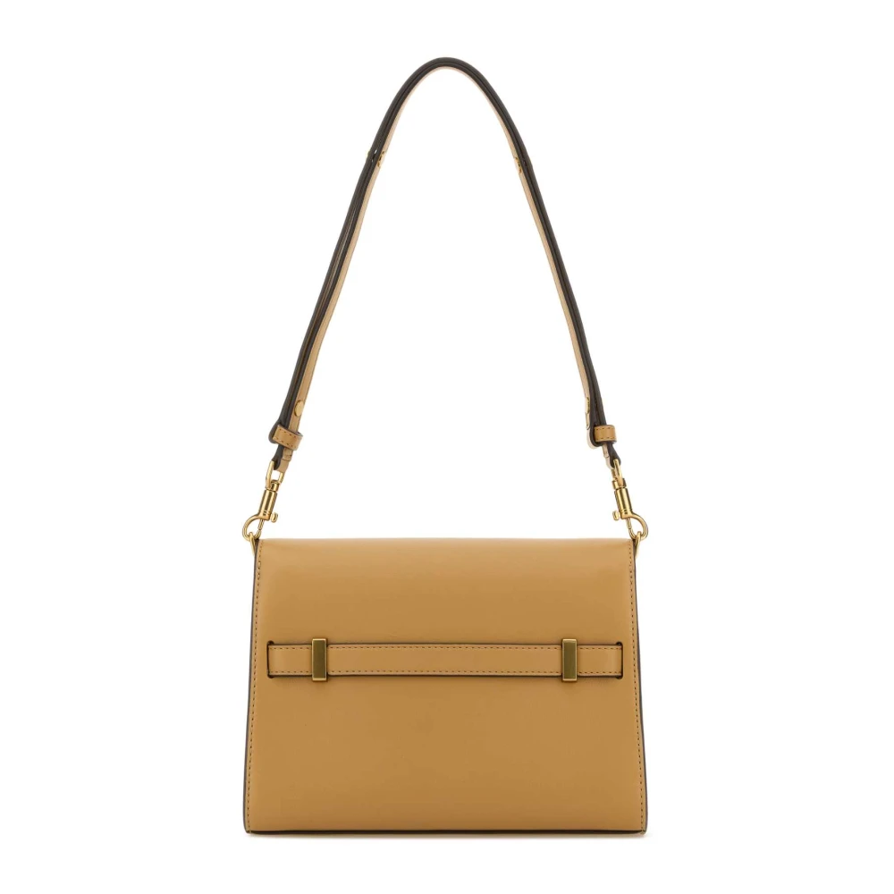 TORY BURCH Stijlvolle Camel Leren Schoudertas Brown Dames