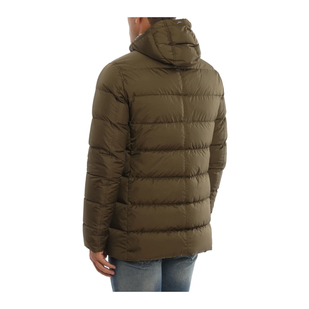 Herno Pufferjas met vaste capuchon en ritszakken Green Heren