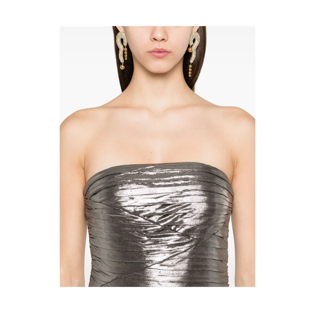 Retrofête Zilver-tone Strapless Geplooide Jurk Gray Dames