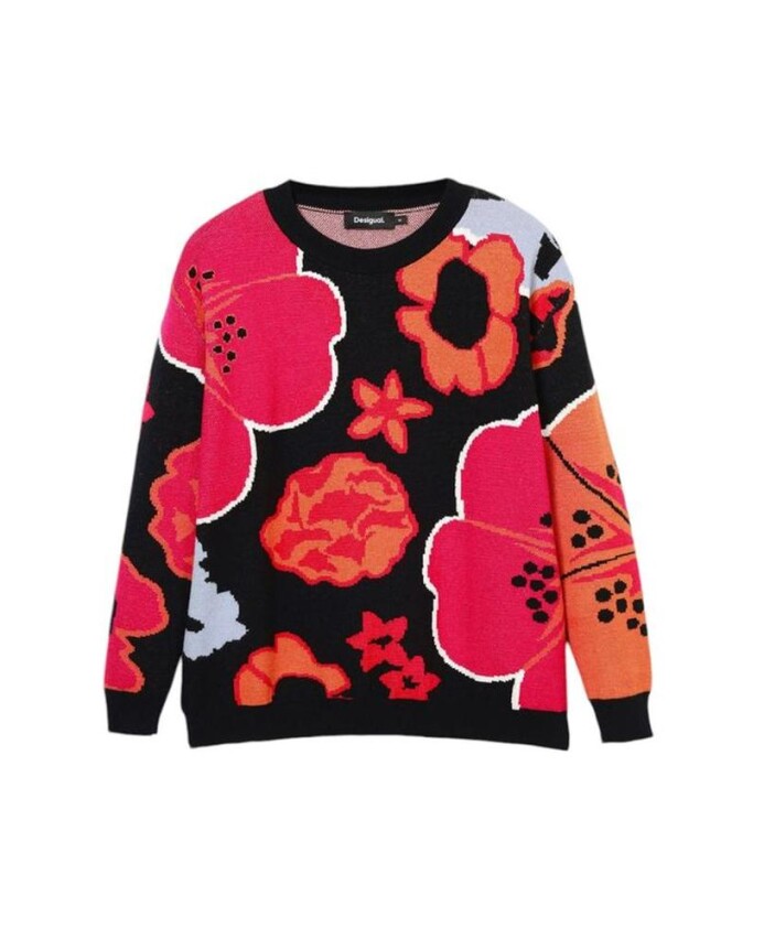 pull-a-fleurs-tricote-noir