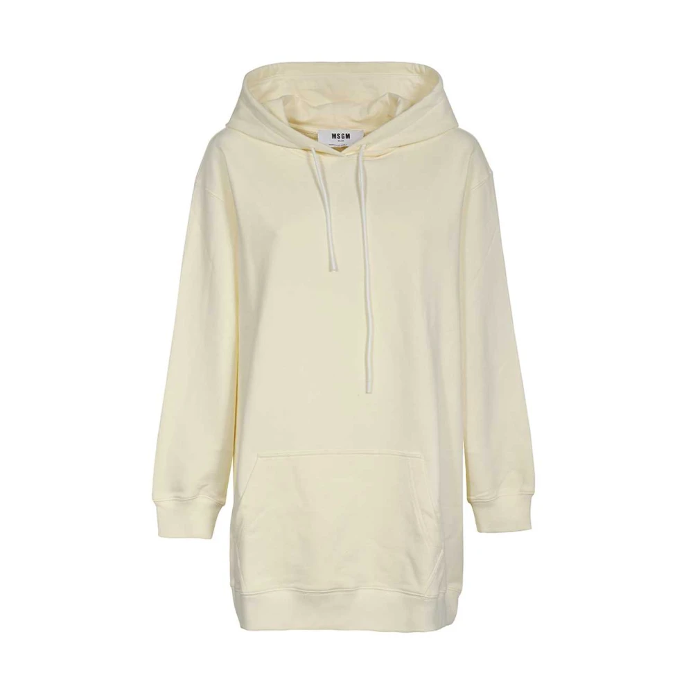 Msgm Katoenen hoodie met geribbelde boorden Beige Dames