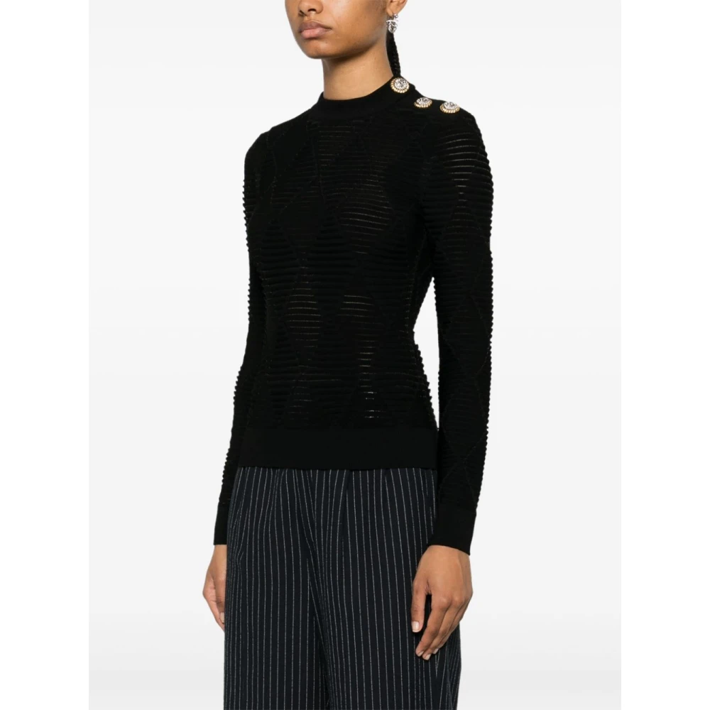 Balmain Zwarte Canallé Jersey Top Black Dames