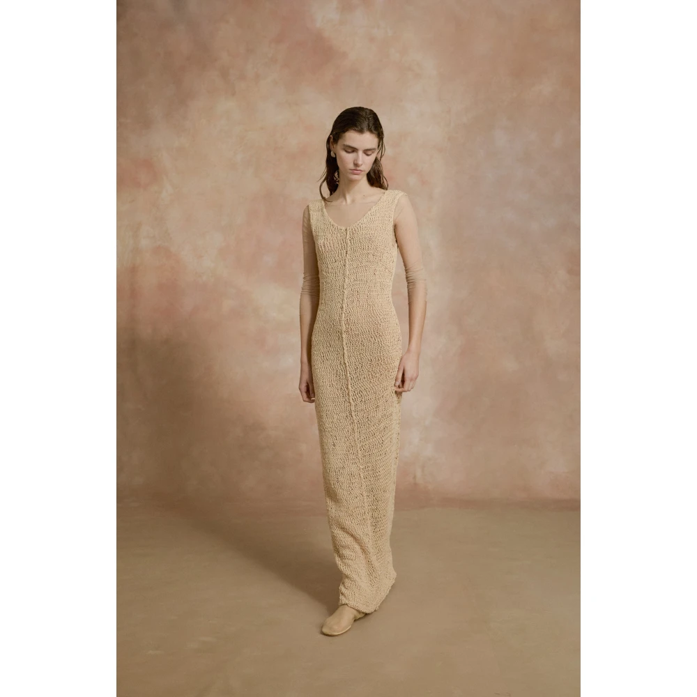 Cortana Hanami lang beige katoenen gebreide jurk Beige Dames