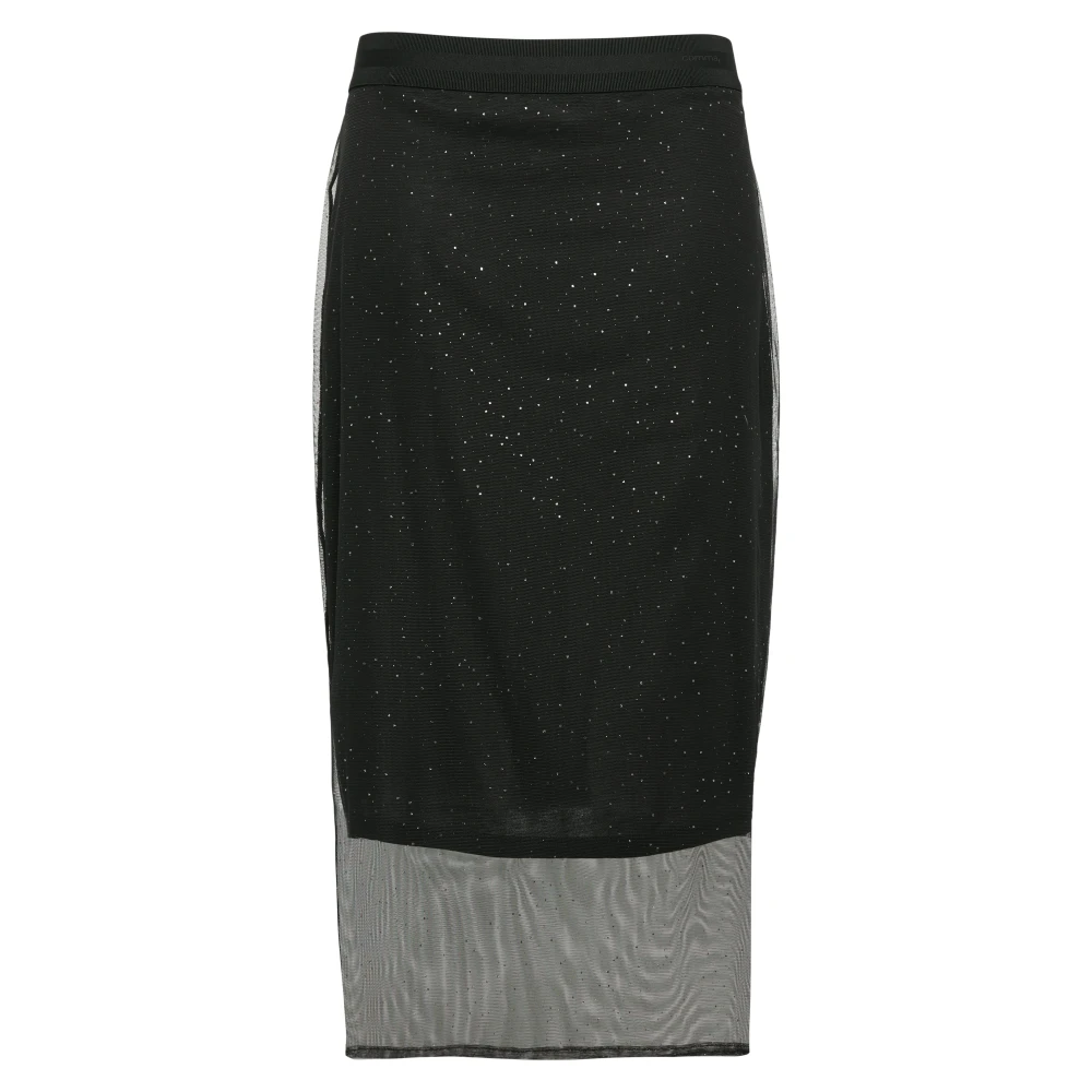 Comma Metallic Mesh Rok met Korte Voering Black Dames