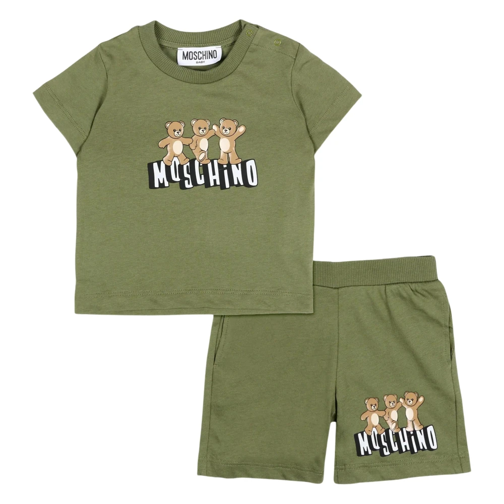 Moschino Unisex Kids Green Teddy Bear Logo Short Set - Kids Sets - 9 M - Kids