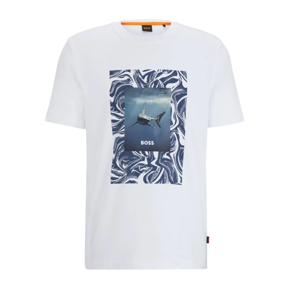 Hugo Boss Oranje Tucan Grafisch T-shirt White Heren