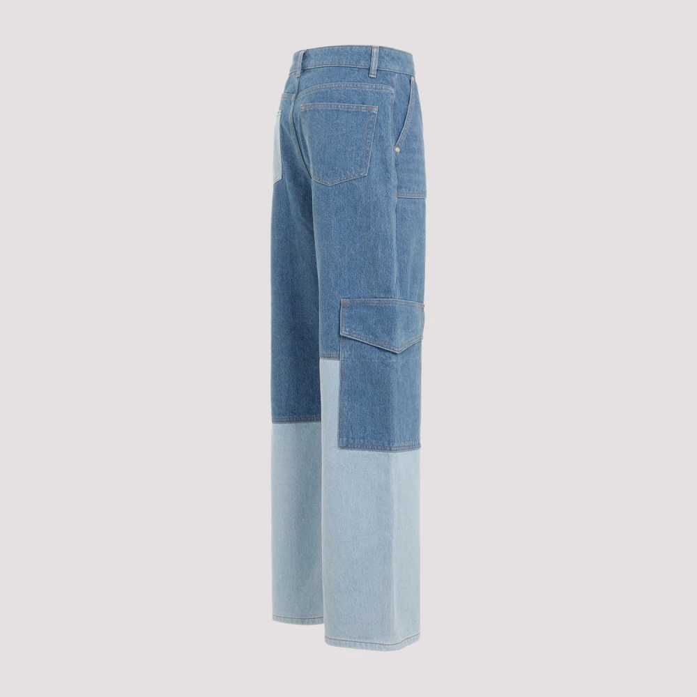 Ganni Blauwe Vintage Cutline Denim Jeans Multicolor Dames